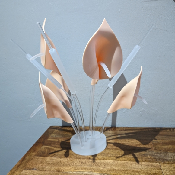 Vintage Lucite and Acrylic Calla Lilly & Cattail Floral Sculpture, Vintage Perma - Picture 2 of 10